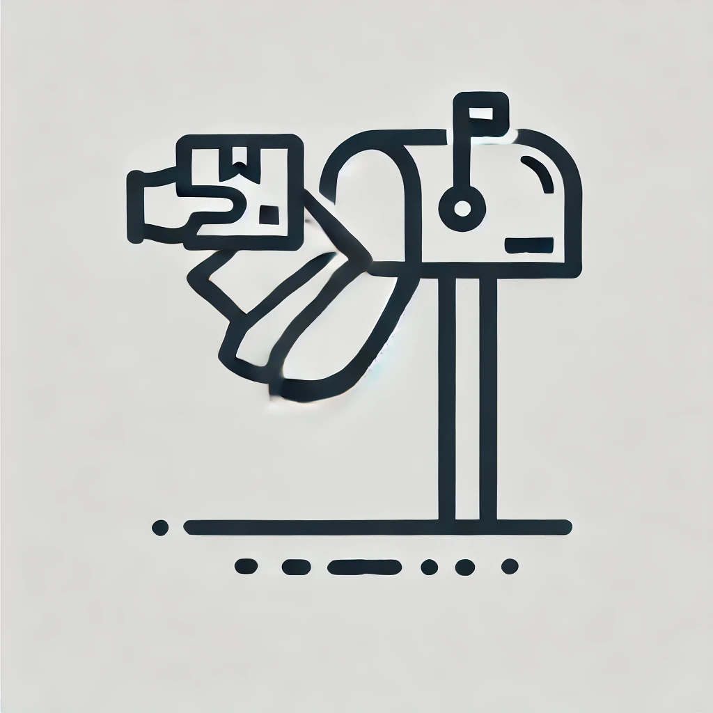 An icon of a letter arriving at a physical mailbox.